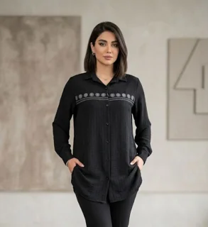 شومیز مشکی گلدوزی با کیفیت